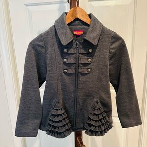 Girls' Gray Ruffled Jacket Kate Mack Size 8